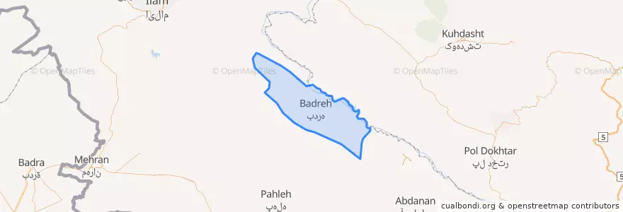 Mapa de ubicacion de Badreh County.