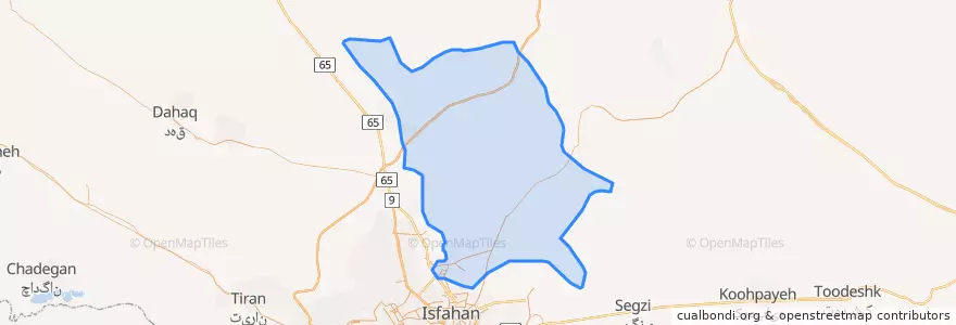 Mapa de ubicacion de شهرستان برخوار.