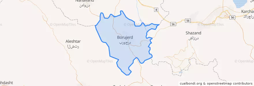 Mapa de ubicacion de شهرستان بروجرد.