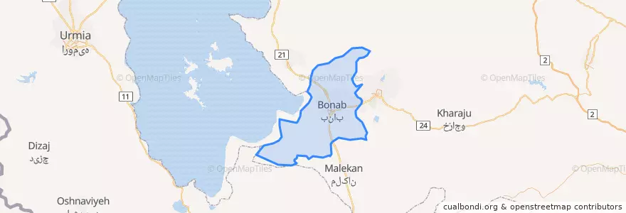 Mapa de ubicacion de شهرستان بناب.