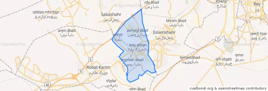Mapa de ubicacion de شهرستان بهارستان.