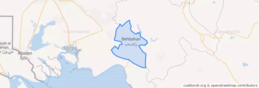 Mapa de ubicacion de Behbahan County.