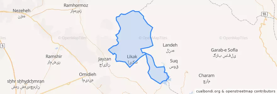 Mapa de ubicacion de Bahmai County.