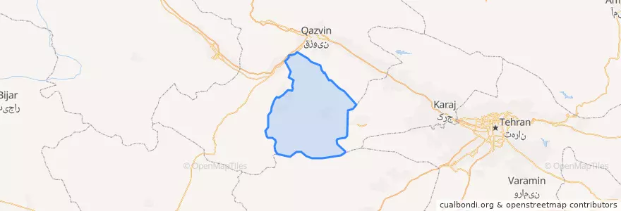 Mapa de ubicacion de شهرستان بوئین زهرا.