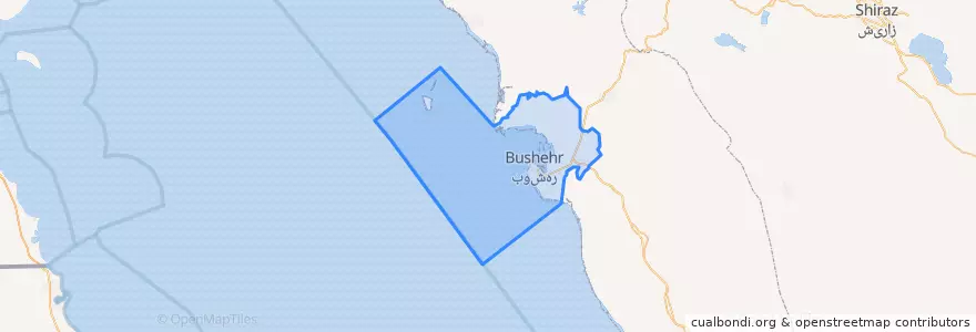 Mapa de ubicacion de Bushehr County.