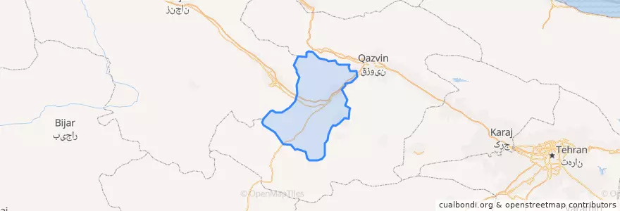 Mapa de ubicacion de شهرستان تاکستان.