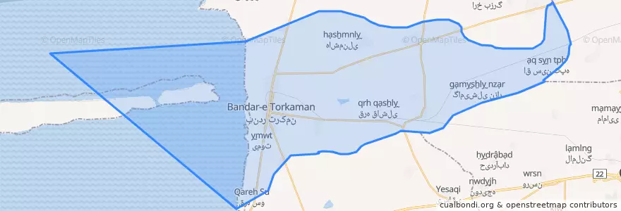Mapa de ubicacion de شهرستان ترکمن.