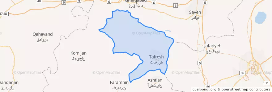 Mapa de ubicacion de شهرستان تفرش.