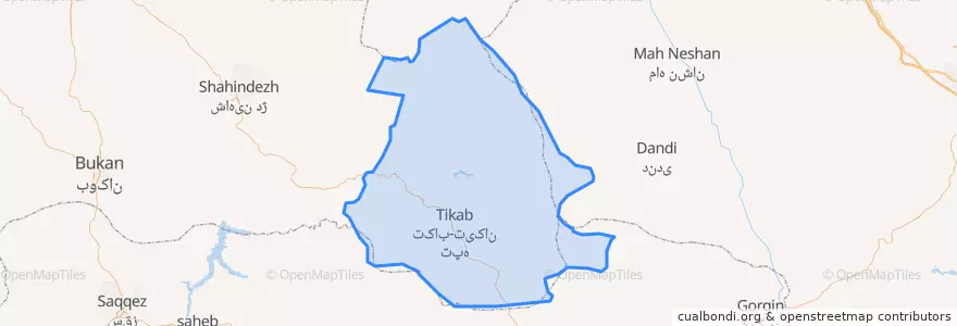Mapa de ubicacion de شهرستان تکاب.