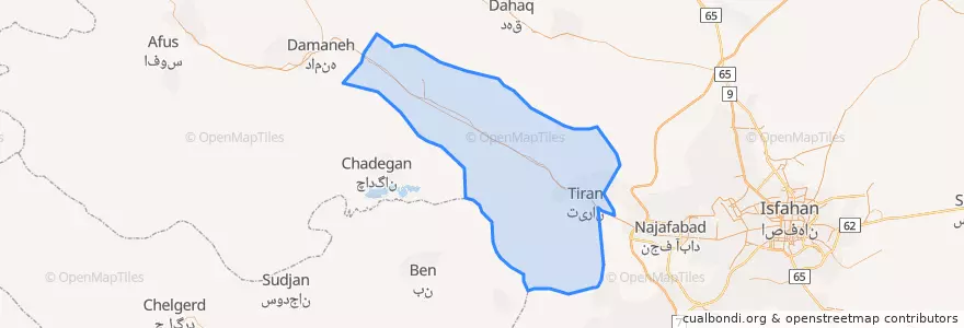 Mapa de ubicacion de شهرستان تیران و کرون.