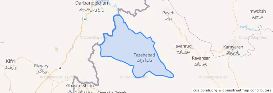 Mapa de ubicacion de شهرستان ثلاث باباجانی.
