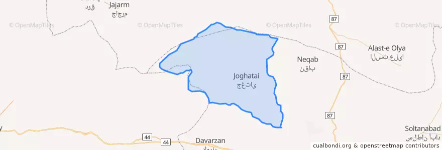 Mapa de ubicacion de Joghatai County.
