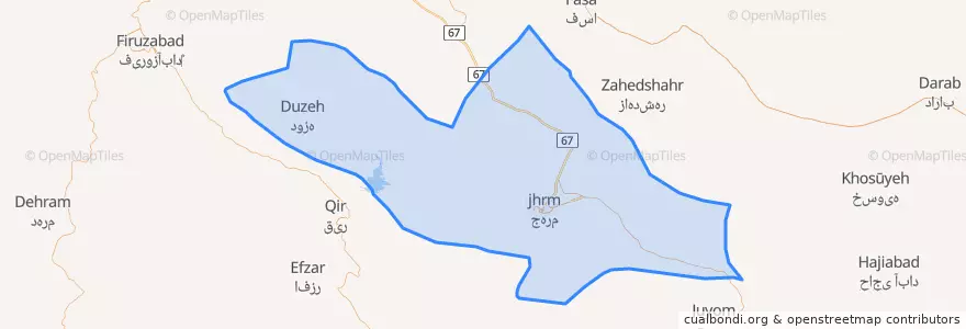 Mapa de ubicacion de جهرم- شیراز.