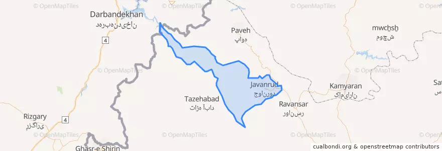 Mapa de ubicacion de Javanrud County.