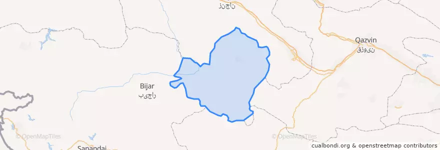 Mapa de ubicacion de Khodabandeh County.