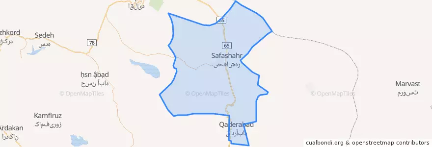 Mapa de ubicacion de شهرستان خرم بید.