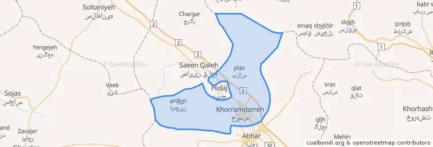 Mapa de ubicacion de Khoramdareh County.