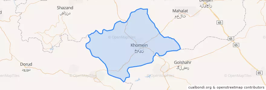 Mapa de ubicacion de شهرستان خمین.