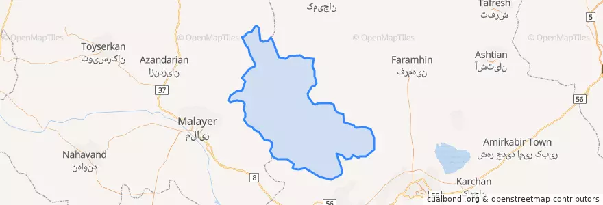 Mapa de ubicacion de شهرستان خنداب.