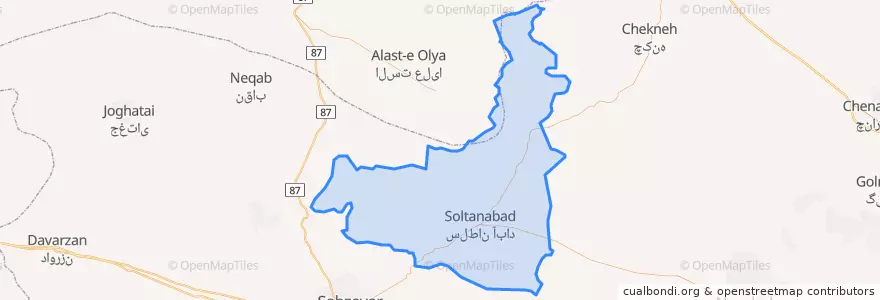 Mapa de ubicacion de Khoshab County.