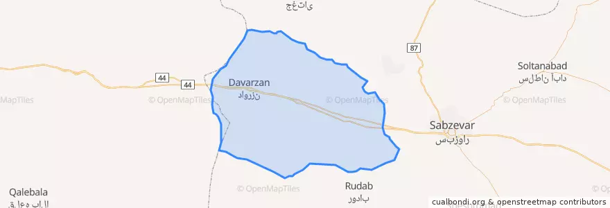 Mapa de ubicacion de شهرستان داورزن.