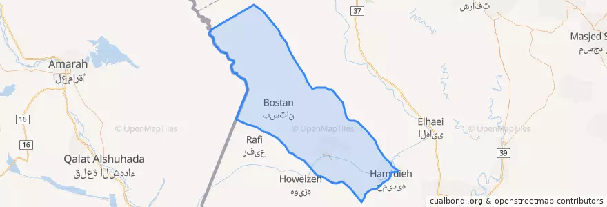 Mapa de ubicacion de شهرستان دشت آزادگان.
