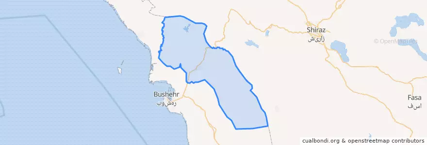 Mapa de ubicacion de Dashtestan County.