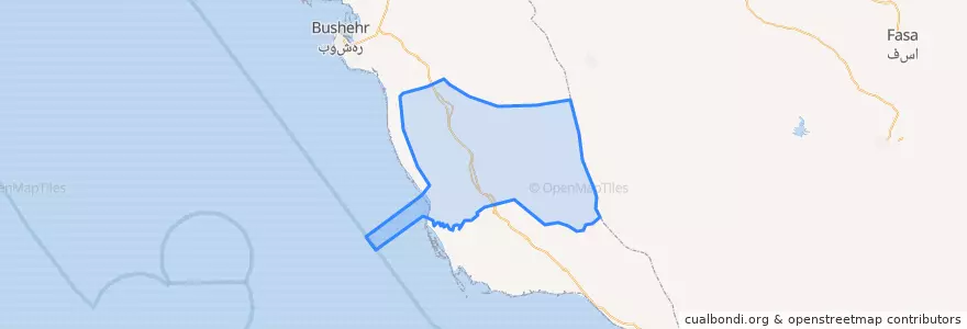 Mapa de ubicacion de شهرستان دشتی.