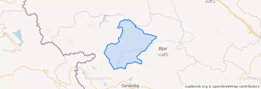 Mapa de ubicacion de Divandarreh County.