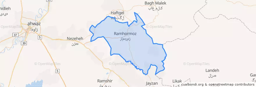 Mapa de ubicacion de Ramhormoz County.