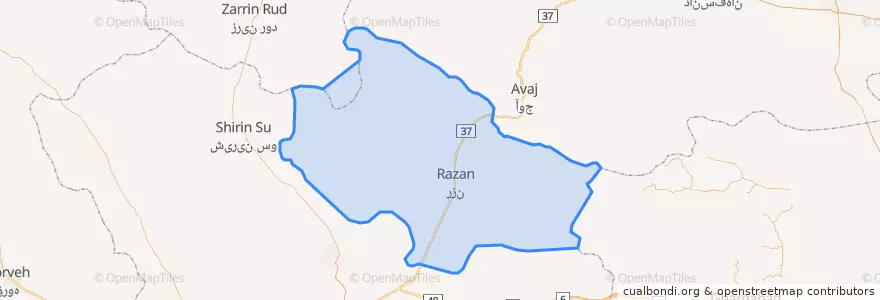 Mapa de ubicacion de شهرستان رزن.