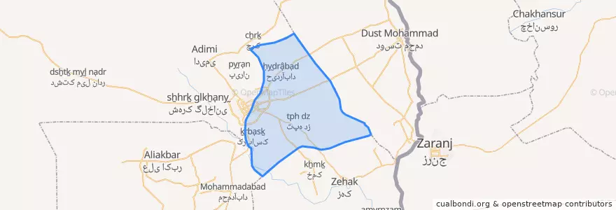 Mapa de ubicacion de شهرستان زابل.