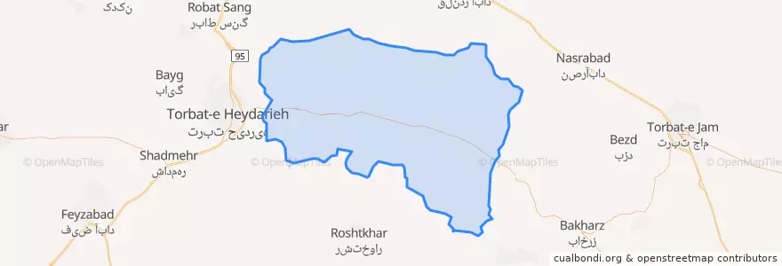 Mapa de ubicacion de شهرستان زاوه.