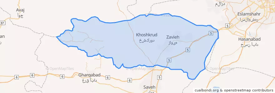 Mapa de ubicacion de شهرستان زرندیه.