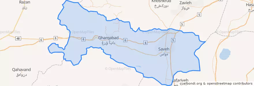 Mapa de ubicacion de شهرستان ساوه.
