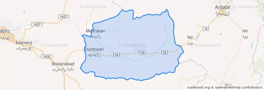 Mapa de ubicacion de شهرستان سراب.