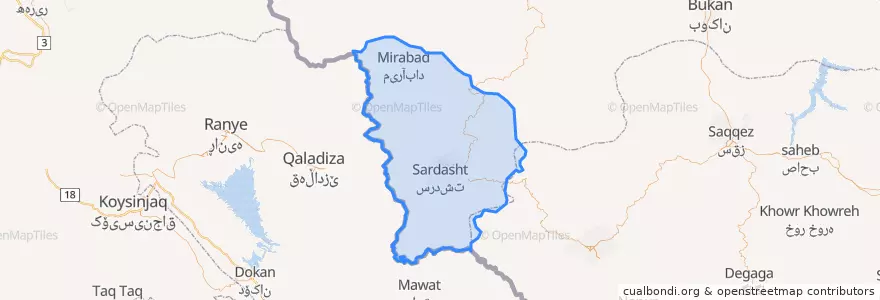 Mapa de ubicacion de شهرستان سردشت.