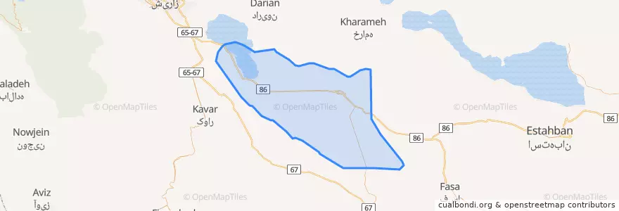 Mapa de ubicacion de شهرستان سروستان.