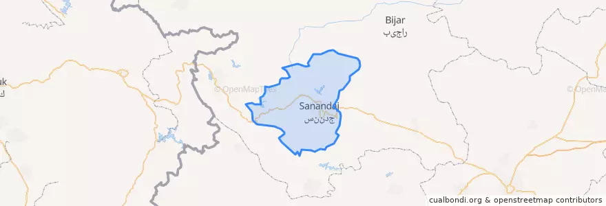 Mapa de ubicacion de شهرستان سنندج.