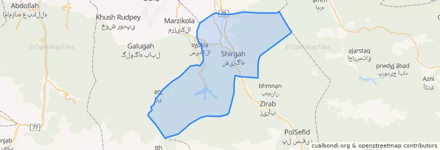 Mapa de ubicacion de Savadkuh-e-Shomali County.