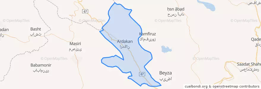 Mapa de ubicacion de شهرستان سپیدان.