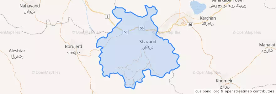 Mapa de ubicacion de Shazand County.