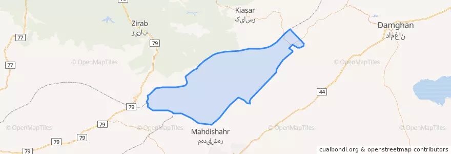 Mapa de ubicacion de شهرستان شهمیرزاد.