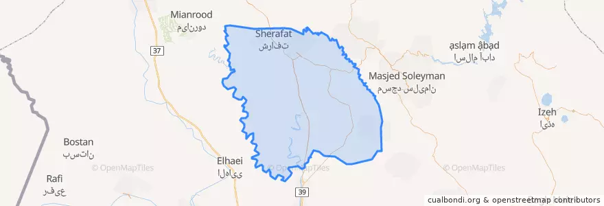 Mapa de ubicacion de Shushtar County.