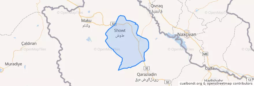 Mapa de ubicacion de شهرستان شوط.