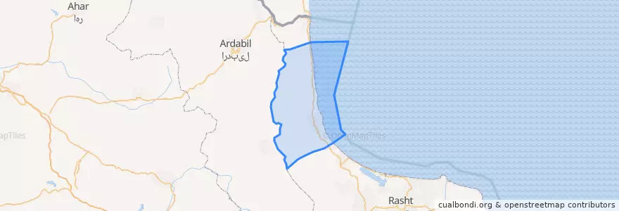 Mapa de ubicacion de شهرستان طوالش.