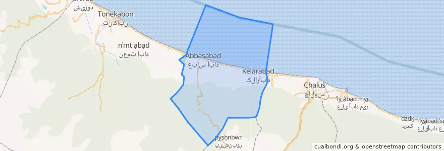 Mapa de ubicacion de شهرستان عباس آباد.