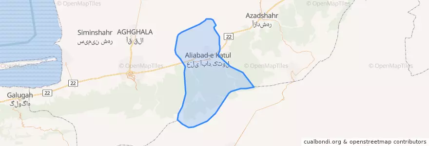 Mapa de ubicacion de Aliabad County.