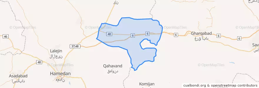 Mapa de ubicacion de شهرستان فامنین.