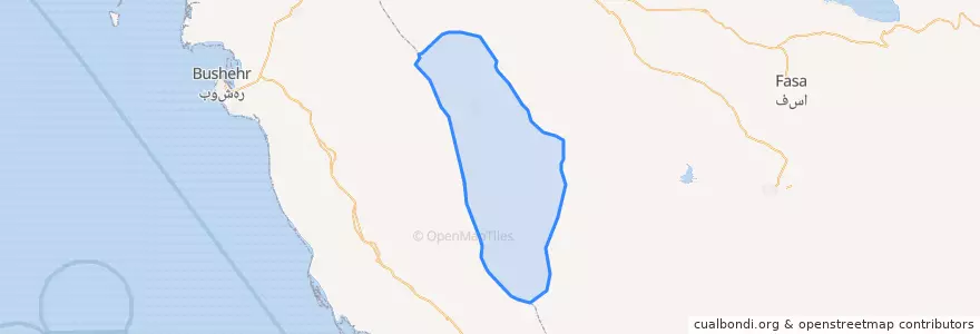 Mapa de ubicacion de شهرستان فراشبند.